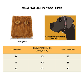Fantasia de Juba de Leão para Cães e Gatos | Ideal para Pets de Médio e Grande Porte | Perfeita para Sessões de Fotos e Festas Temáticas | Ajustável e Confortável para Uso Prolongado