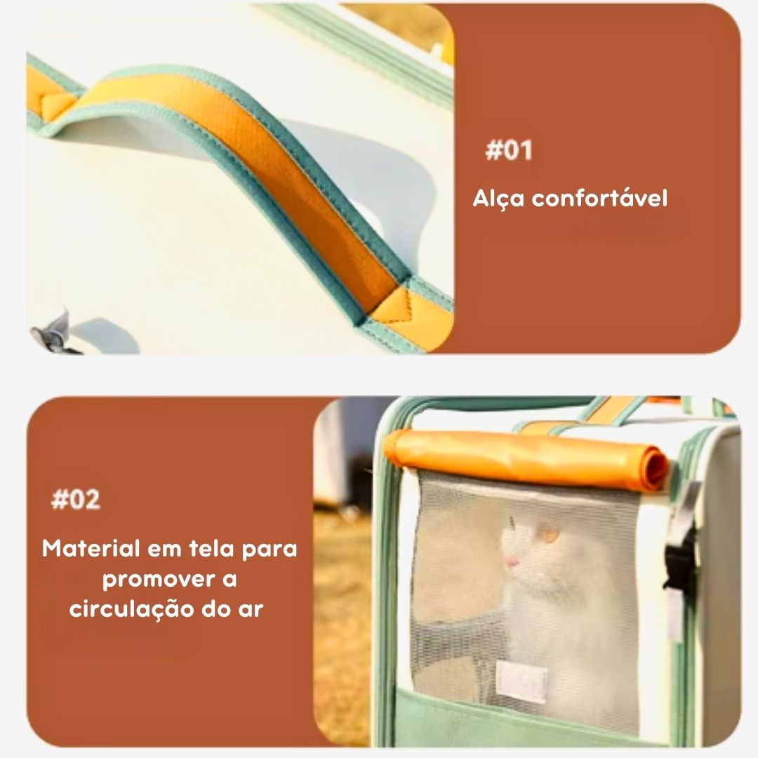Mochila e Carrinho de Transporte para Pets Pequenos – Conforto e Segurança para Viagens Curta e Longas