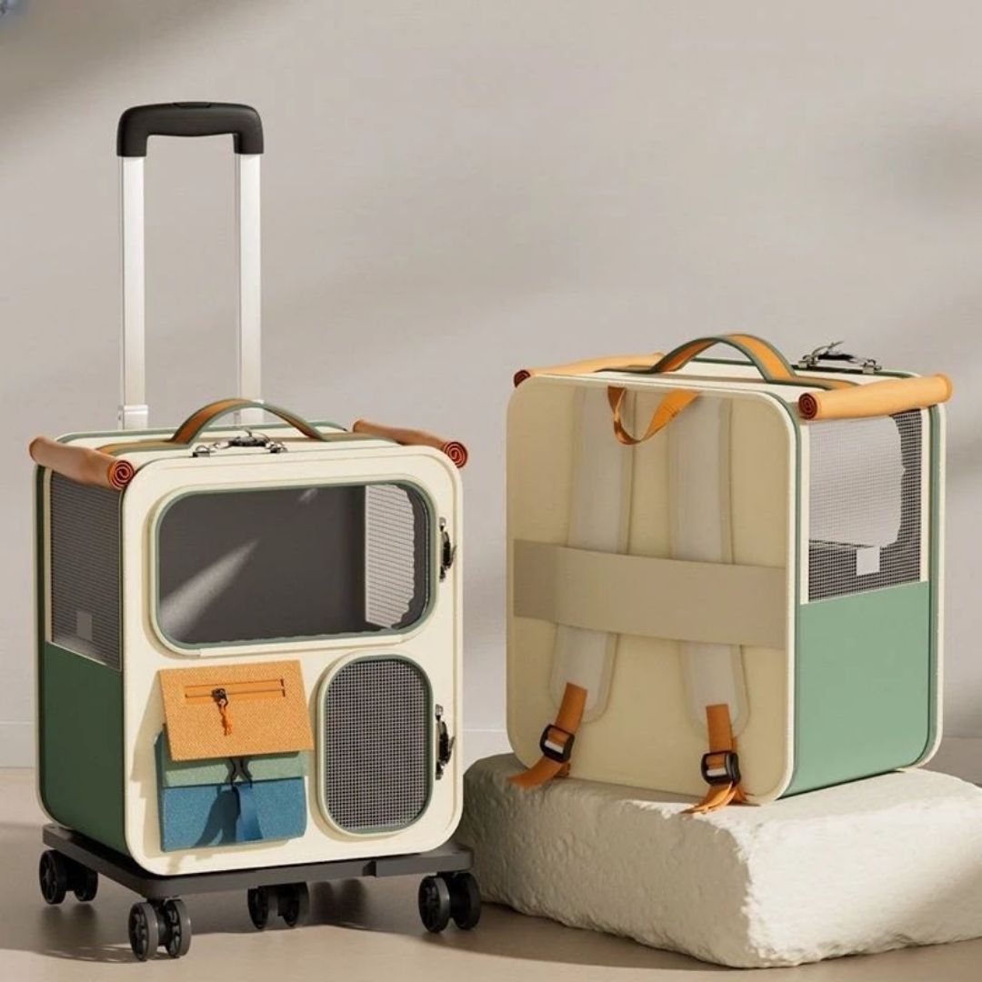 Mochila e Carrinho de Transporte para Pets Pequenos – Conforto e Segurança para Viagens Curta e Longas