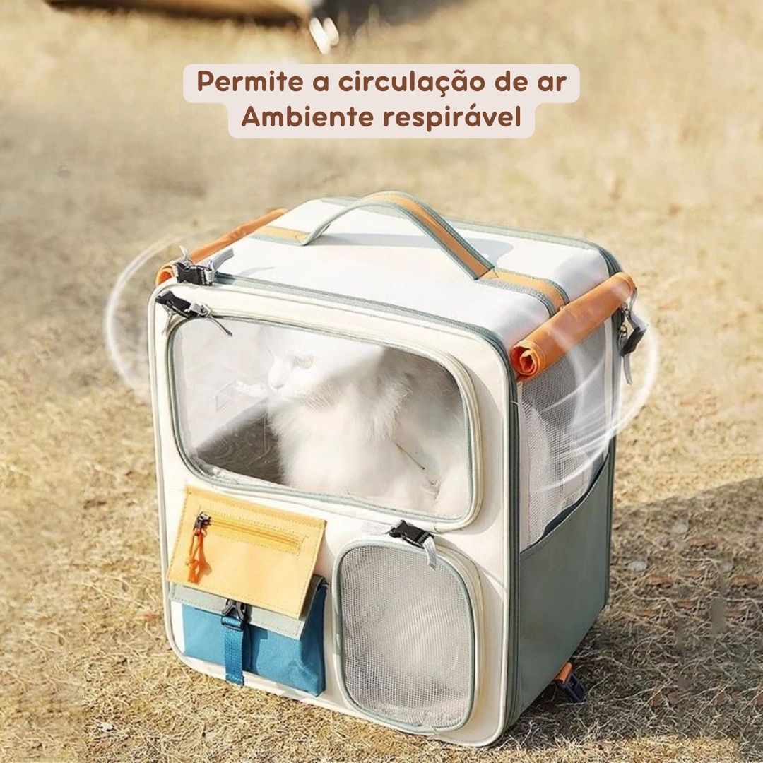 Mochila e Carrinho de Transporte para Pets Pequenos – Conforto e Segurança para Viagens Curta e Longas