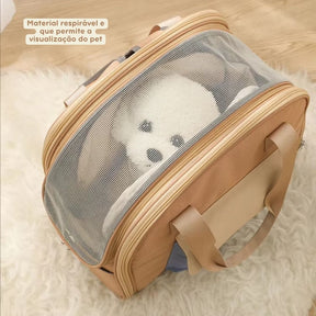 Bolsa de Transporte Expansível para Gatos e Cães – Mochila de Viagem com Túnel Expansível e Alças Ajustáveis para Conforto e Praticidade