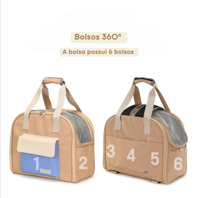 Bolsa de Transporte Expansível para Gatos e Cães – Mochila de Viagem com Túnel Expansível e Alças Ajustáveis para Conforto e Praticidade