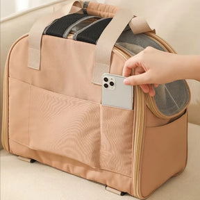 Bolsa de Transporte Expansível para Gatos e Cães – Mochila de Viagem com Túnel Expansível e Alças Ajustáveis para Conforto e Praticidade