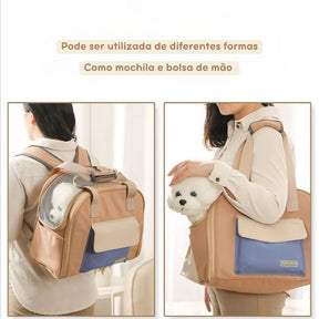 Bolsa de Transporte Expansível para Gatos e Cães – Mochila de Viagem com Túnel Expansível e Alças Ajustáveis para Conforto e Praticidade