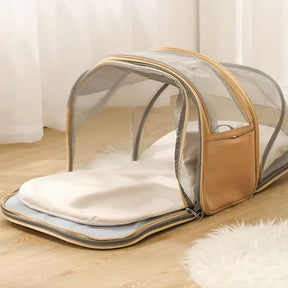Bolsa de Transporte Expansível para Gatos e Cães – Mochila de Viagem com Túnel Expansível e Alças Ajustáveis para Conforto e Praticidade