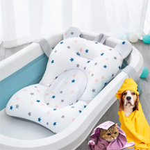 Boia de Banho Almofadada para Pets | Para Cães e Gatos de Pequeno Porte | Garante Conforto e Segurança Durante o Banho | Design Ergonômico com Estampa de Estrelas