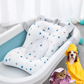 Boia de Banho Almofadada para Pets | Para Cães e Gatos de Pequeno Porte | Garante Conforto e Segurança Durante o Banho | Design Ergonômico com Estampa de Estrelas