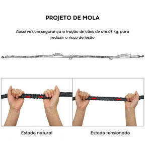 Guia Mãos Livres para Pets | Para Cães de Todos os Tamanhos | Ideal para Corridas e Caminhadas ao Ar Livre | Design Elástico com Corda de Tração e Sistema à Prova de Explosão