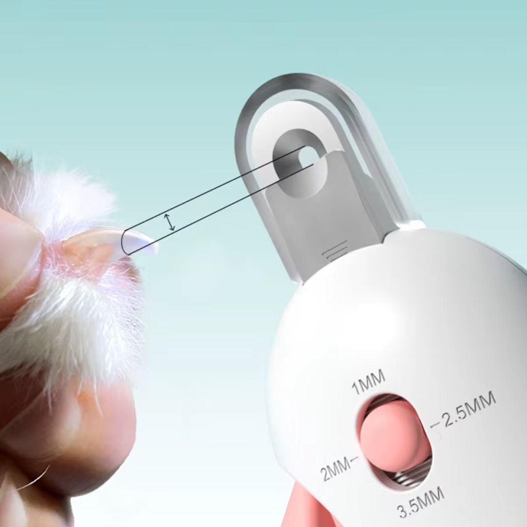 Aparador de Unhas com Luz LED e Reservatório para Gatos | Para Tutores que Cuidam da Higiene Pet | Facilita o Corte Seguro e Preciso das Unhas | Design Ergonômico com Níveis de Lâmina e Coletor de Resíduos