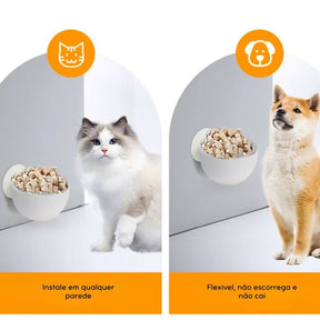 Tigela de Alimentação Magnética em Aço Inoxidável | Para Cães e Gatos de Todos os Tamanhos | Evita Derramamentos e Mantém a Área de Alimentação Organizada | Design Elevado e Fixo com Suporte Montável na Parede