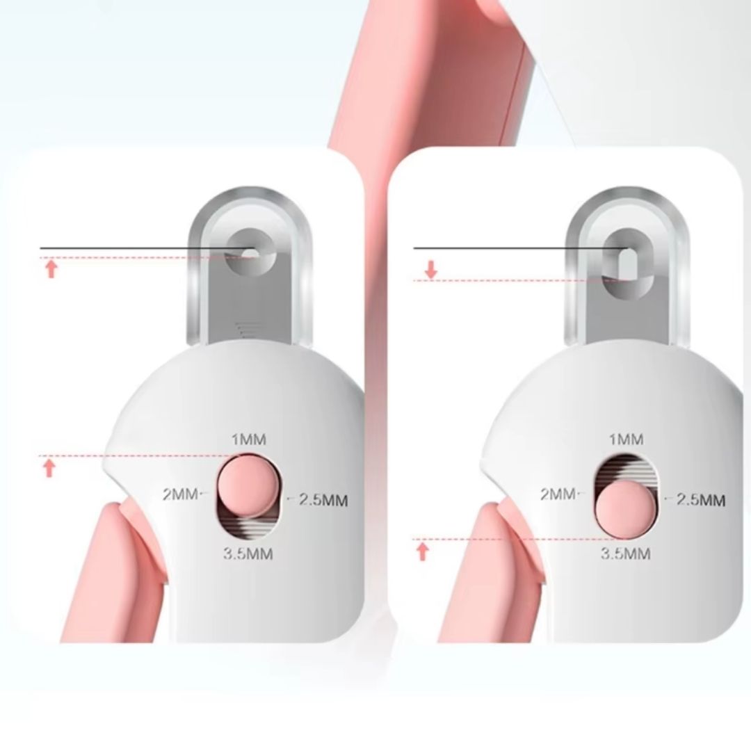 Aparador de Unhas com Luz LED e Reservatório para Gatos | Para Tutores que Cuidam da Higiene Pet | Facilita o Corte Seguro e Preciso das Unhas | Design Ergonômico com Níveis de Lâmina e Coletor de Resíduos