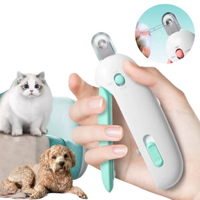 Aparador de Unhas com Luz LED e Reservatório para Gatos | Para Tutores que Cuidam da Higiene Pet | Facilita o Corte Seguro e Preciso das Unhas | Design Ergonômico com Níveis de Lâmina e Coletor de Resíduos