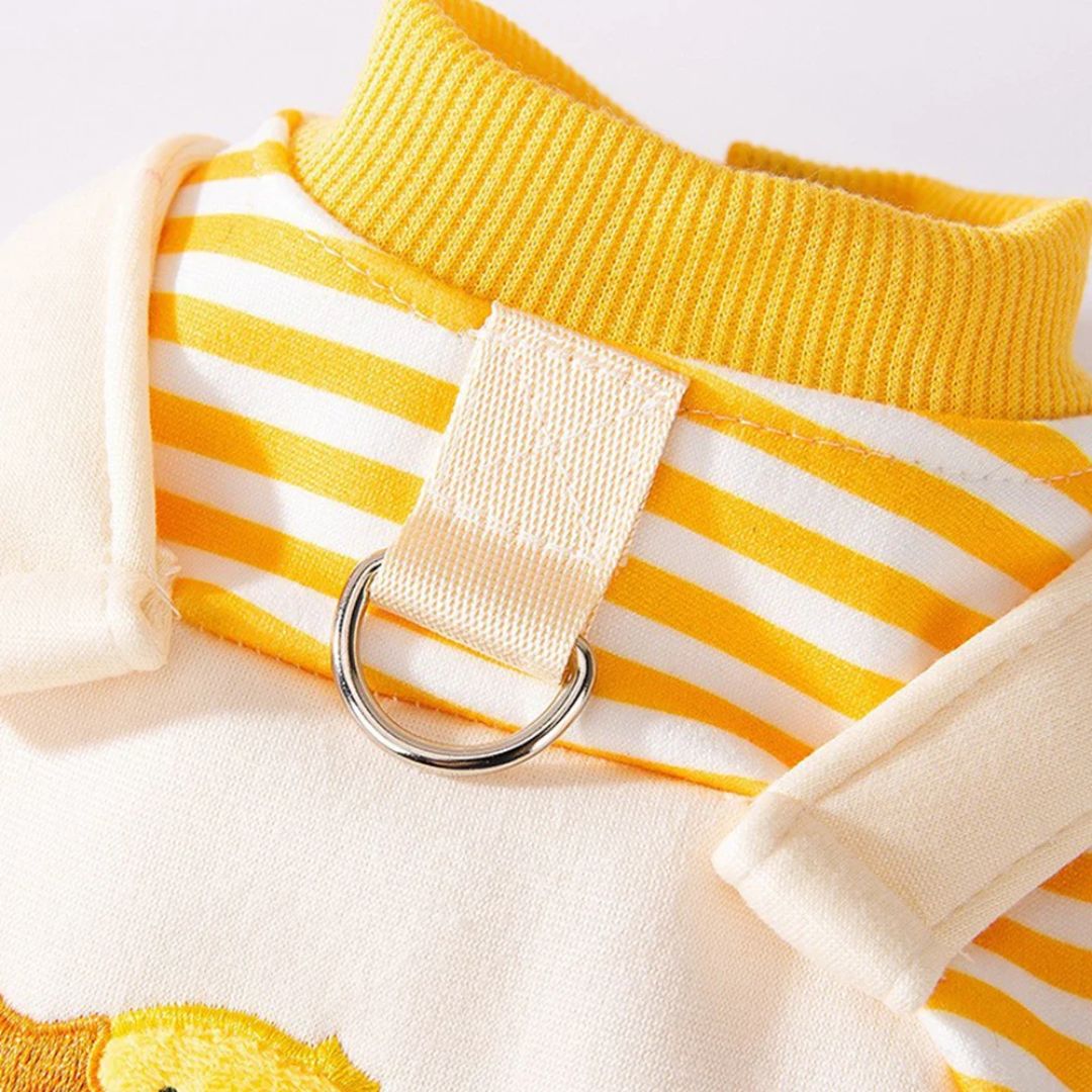 Camisa Listrada Divertida para Pets - Roupa Confortável que Protege e Estiliza Seu Pet