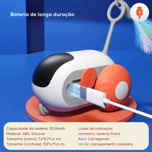 Carrinho Automático Interativo para Pets - Brinquedo que Estimula a Curiosidade e Alivia o Tédio com Movimento Inteligente