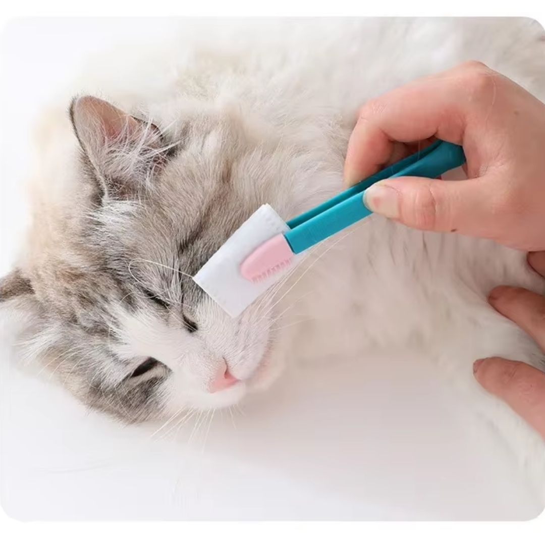 Escova Removedora de Manchas de Lágrima e Limpeza de Ouvidos para Pets | Para Cães e Gatos de Pequeno Porte | Limpa Suavemente, Reduz Manchas e Remove Sujeira dos Ouvidos | Design Ergonômico com Cerdas Delicadas