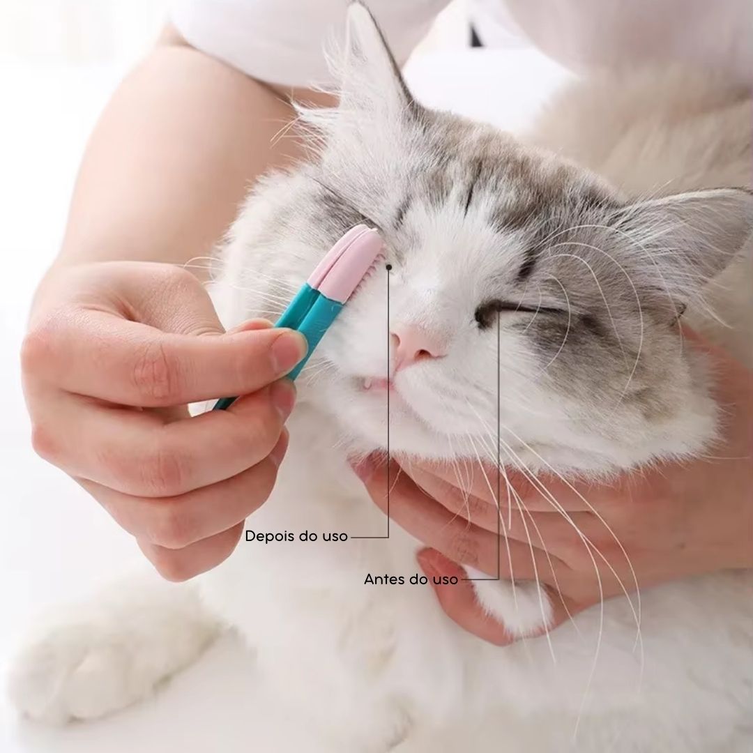 Escova Removedora de Manchas de Lágrima e Limpeza de Ouvidos para Pets | Para Cães e Gatos de Pequeno Porte | Limpa Suavemente, Reduz Manchas e Remove Sujeira dos Ouvidos | Design Ergonômico com Cerdas Delicadas