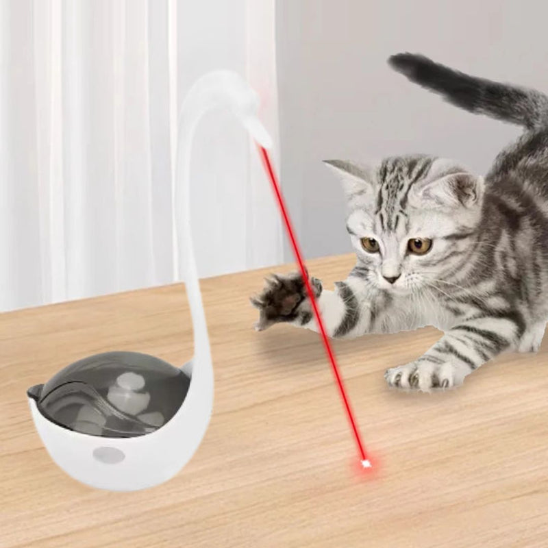 Dispenser de Petisco com Laser em Formato de Cisne para Gatos - Brinquedo Interativo que Estimula a Caça e a Atividade Física