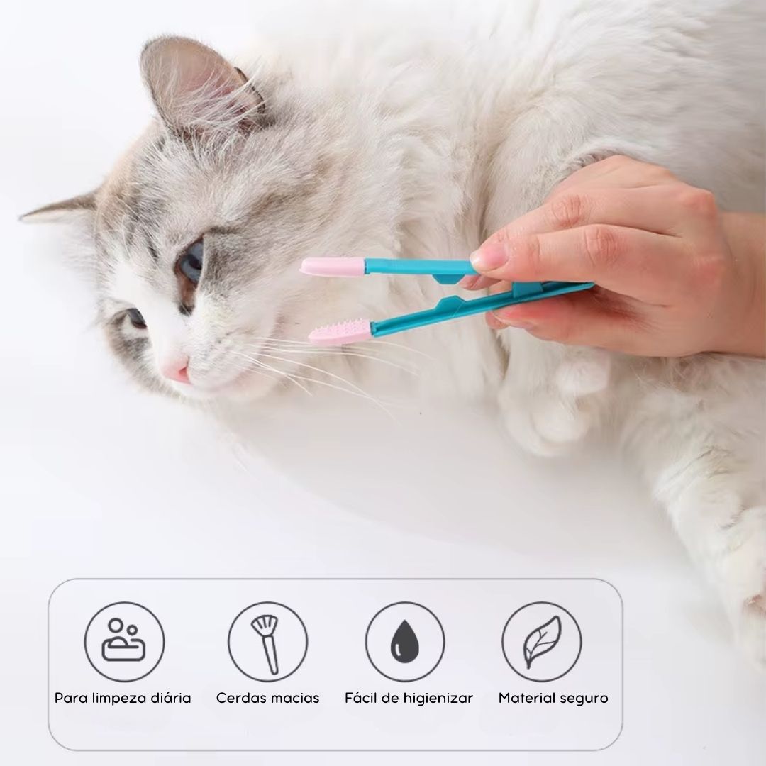 Escova Removedora de Manchas de Lágrima e Limpeza de Ouvidos para Pets | Para Cães e Gatos de Pequeno Porte | Limpa Suavemente, Reduz Manchas e Remove Sujeira dos Ouvidos | Design Ergonômico com Cerdas Delicadas