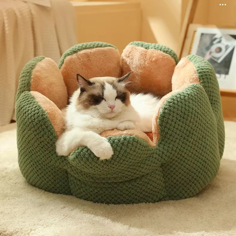 Cama Macia em Forma de Pétala para Gatos e Cães Pequenos | Almofada Confortável e Aconchegante para um Sono Quentinho