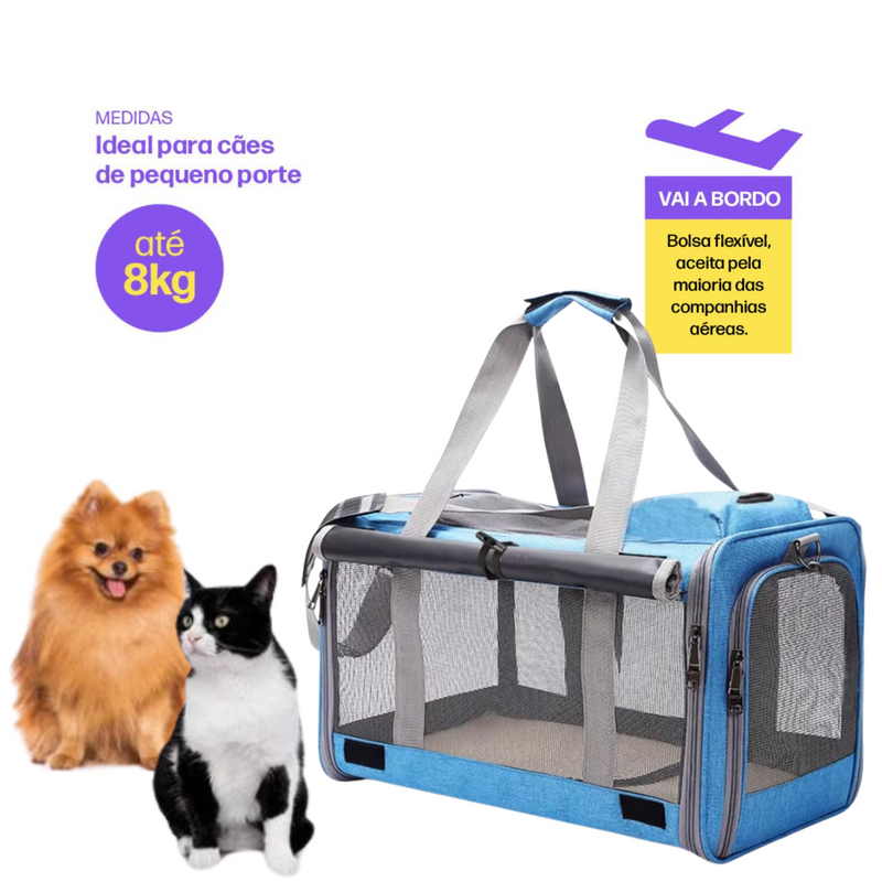 Bolsa de Transporte Respirável para Cães e Gatos | Ideal para Tutores em Viagens e Passeios | Proporciona Conforto e Ventilação para o Pet | Design com Telinhas Visíveis e Seguro
