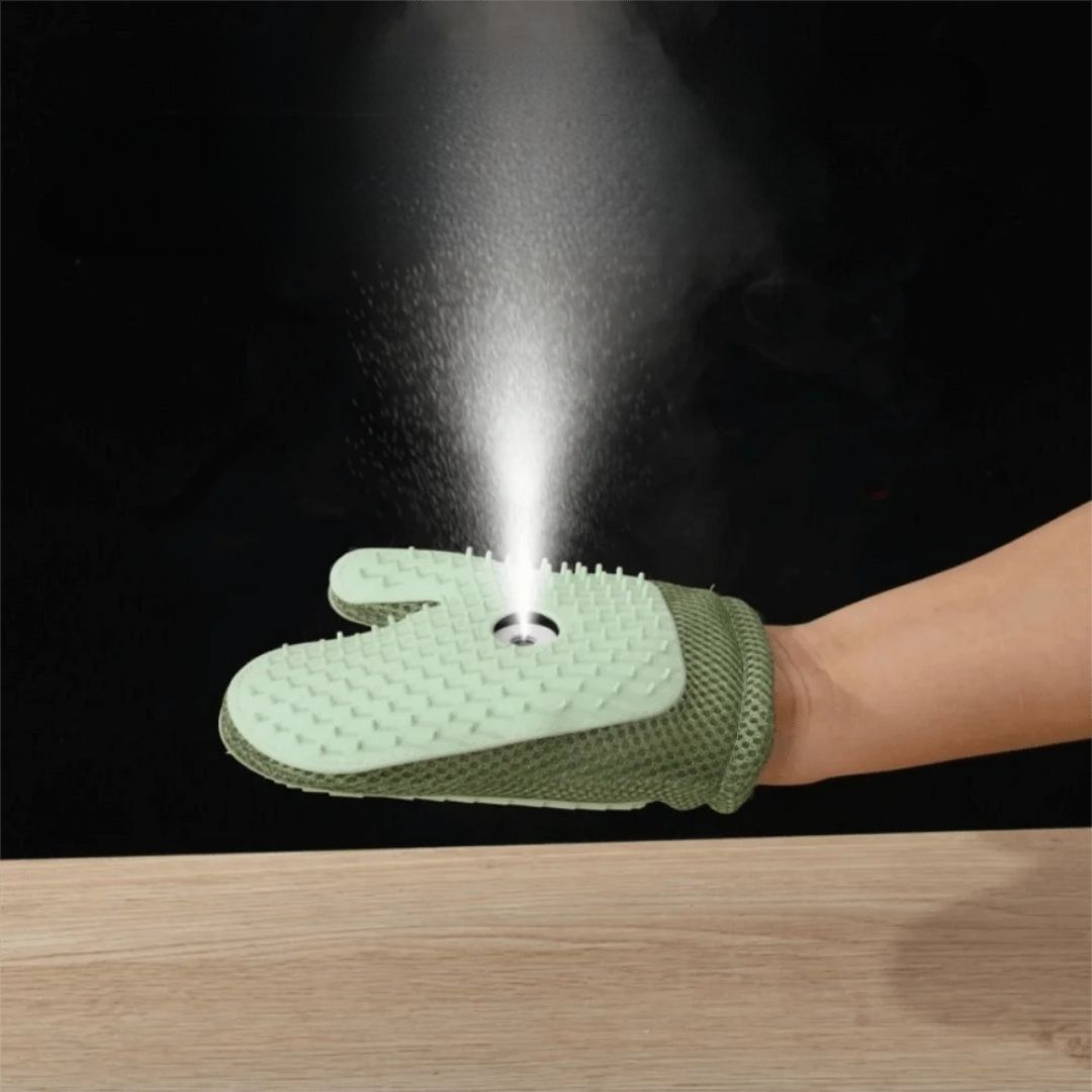Luva Spray 4 em 1 para Gatos e Cães – Remove Pelos, Limpa, Massageia e Hidrata com Vapor