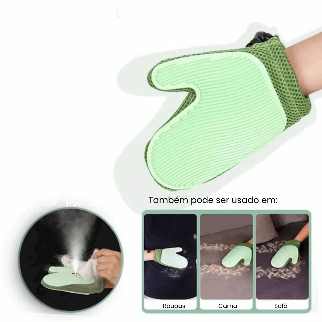 Luva Spray 4 em 1 para Gatos e Cães – Remove Pelos, Limpa, Massageia e Hidrata com Vapor