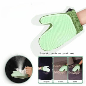 Luva Spray 4 em 1 para Gatos e Cães – Remove Pelos, Limpa, Massageia e Hidrata com Vapor