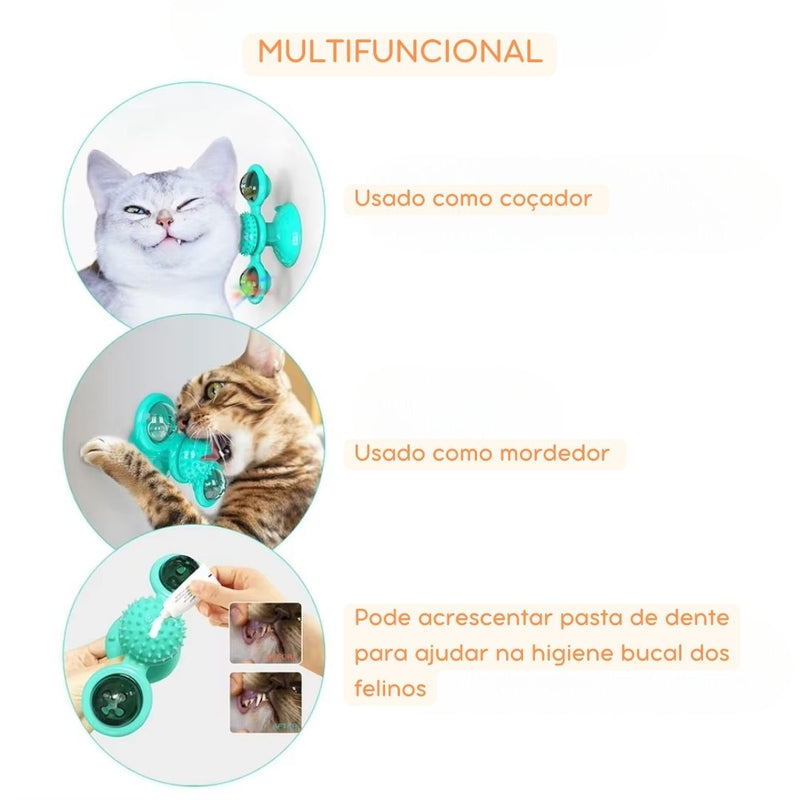 Brinquedo Giratório com Luzes para Gatos | Estimula a Curiosidade e Exercício | Promove Diversão e Alívio de Estresse | Base Fixa com Esferas Luminosas