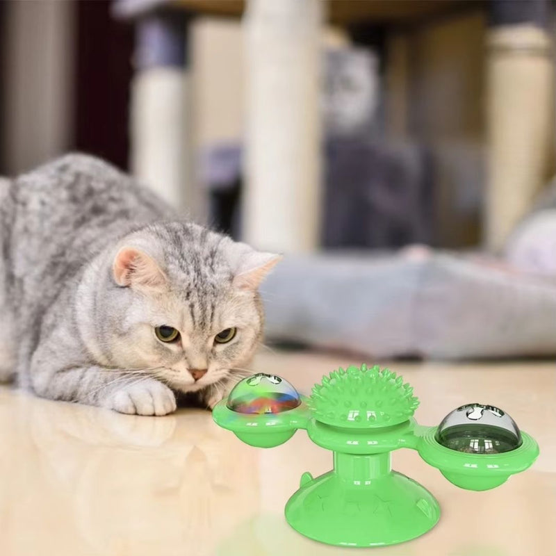 Brinquedo Giratório com Luzes para Gatos | Estimula a Curiosidade e Exercício | Promove Diversão e Alívio de Estresse | Base Fixa com Esferas Luminosas