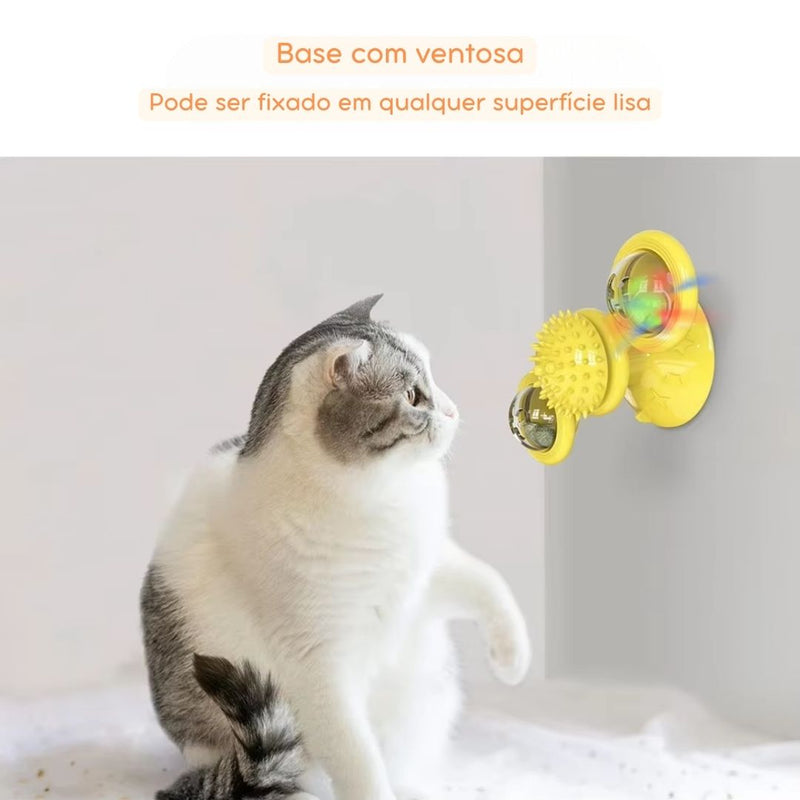 Brinquedo Giratório com Luzes para Gatos | Estimula a Curiosidade e Exercício | Promove Diversão e Alívio de Estresse | Base Fixa com Esferas Luminosas