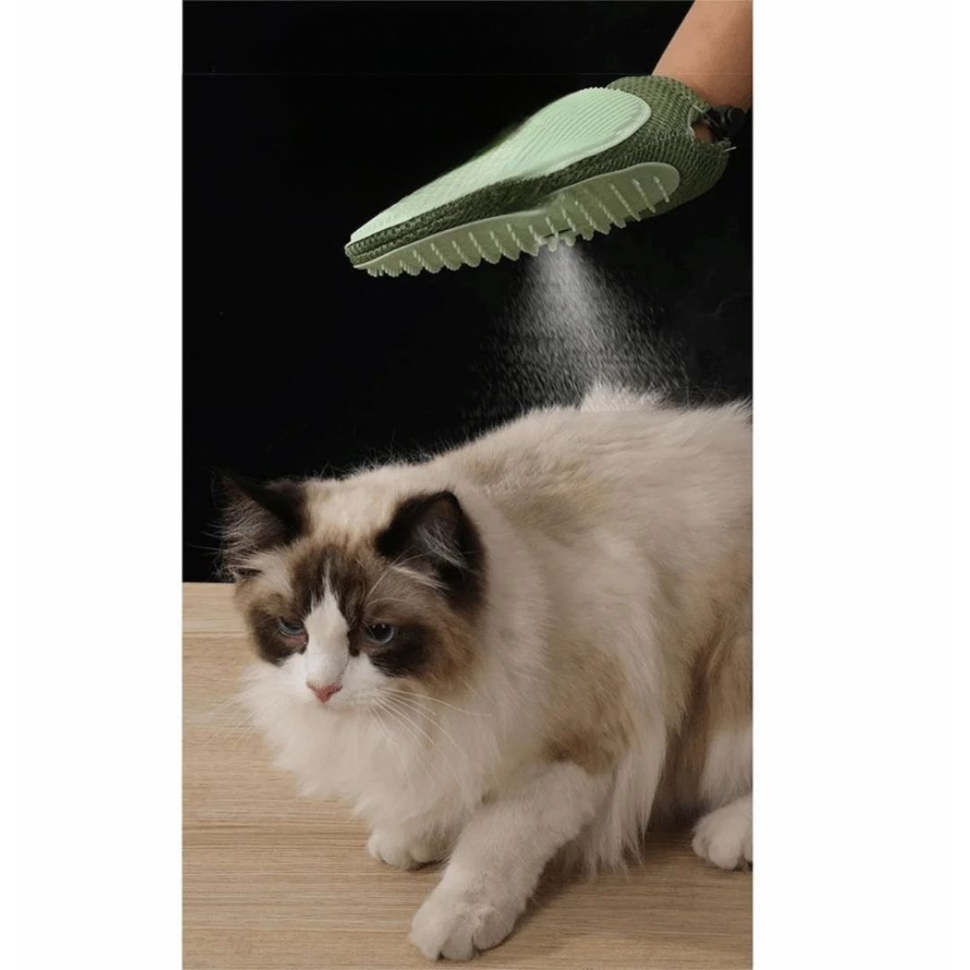 Luva Spray 4 em 1 para Gatos e Cães – Remove Pelos, Limpa, Massageia e Hidrata com Vapor