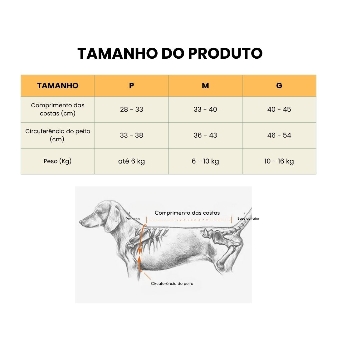 Colete Ortopédico para Cães IVDD – Alívio da Dor Velú Pet