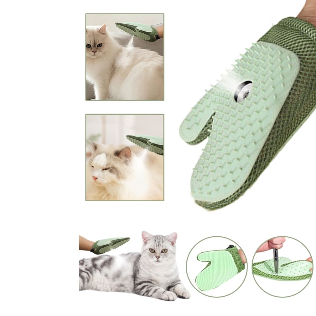 Luva Spray 4 em 1 para Gatos e Cães – Remove Pelos, Limpa, Massageia e Hidrata com Vapor