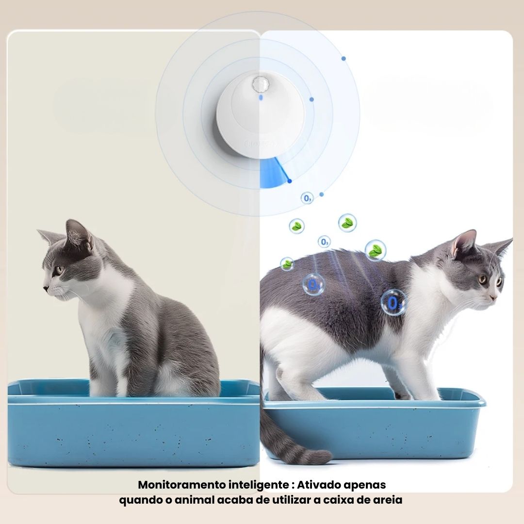 Purificador Inteligente de Odor para Caixa de Areia de Gatos | Elimina Cheiro Forte em Minutos