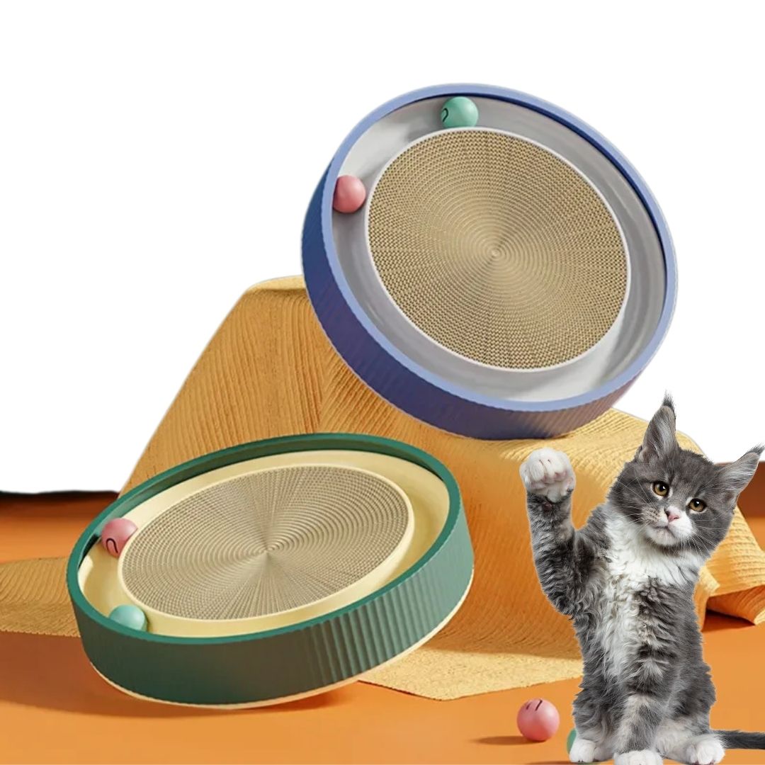 Arranhador Redondo com Cama e Bola Interativa para Gatos | Para Gatos de Todas as Idades | Estimula o Instinto Natural de Arranhar e Proporciona Conforto | Design Durável com Superfície Substituível