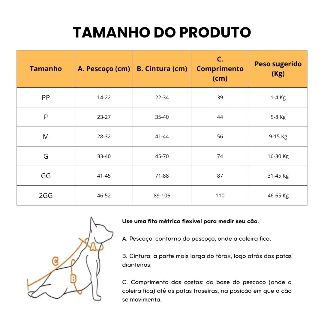 Bolsa de Proteção e Apoio para Cães com Paralisia ou Mobilidade Reduzida