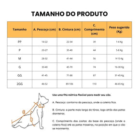 Bolsa de Proteção e Apoio para Cães com Paralisia ou Mobilidade Reduzida