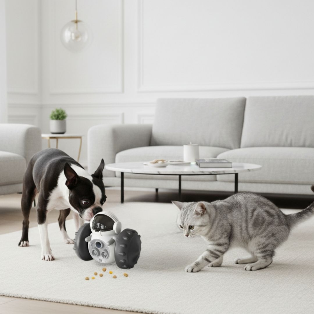 Brinquedo Dispenser de Petiscos Robô para Pets – Estímulo Mental e Físico