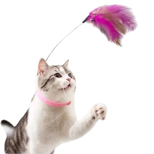 Brinquedo Interativo Coleira Pega-Pena para Gatos –  Estimula o Instinto de Caça e Diversão para Felinos