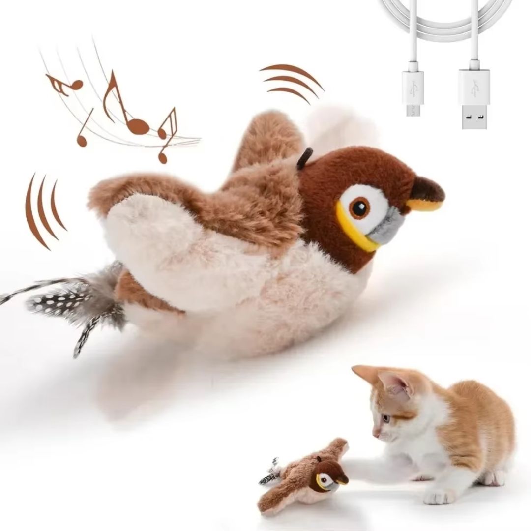 Brinquedo Interativo Pardal Dançando para Gatos – Movimentos Realistas com Catnip e Som de Pássaro