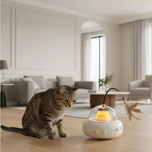 Brinquedo Interativo para Gatos – Penas e Laser com Movimentação Automática