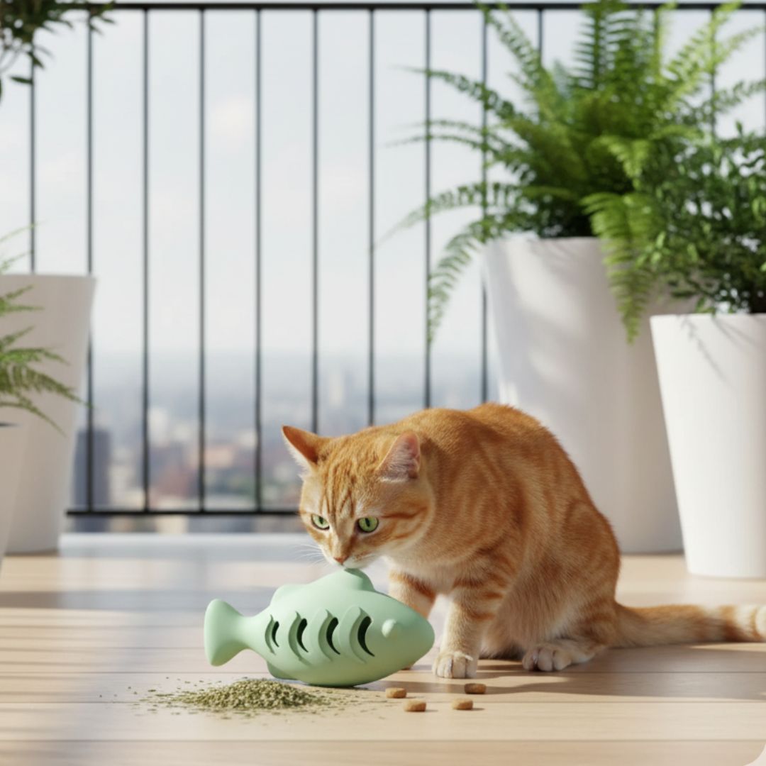 Brinquedo de Peixe Dispensador de Petisco para Gatos – Estímulo e Alimentação Lenta