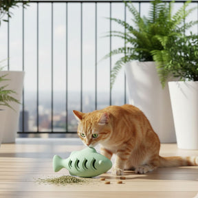 Brinquedo de Peixe Dispensador de Petisco para Gatos – Estímulo e Alimentação Lenta