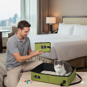 Caixa de Areia Portátil para Gatos – Dobrável, Prática e Confortável para Viagens e Passeios