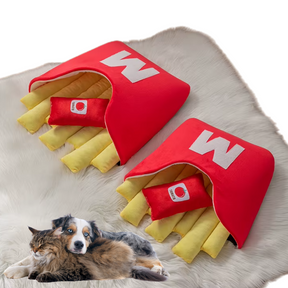Cama Divertida em Formato de Batata Frita para Cães e Gatos | Ideal para Pets Pequenos e Médios | Oferece Conforto e Estilo Único | Design Temático e Lavável