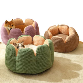 Cama Macia em Forma de Pétala para Gatos e Cães Pequenos | Almofada Confortável e Aconchegante para um Sono Quentinho