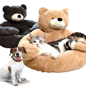Cama de Pelúcia em Formato de Urso para Pets | Ideal para Cães e Gatos Pequenos | Conforto e Aconchego com Estilo Fofo | Material Macio e Envolvente