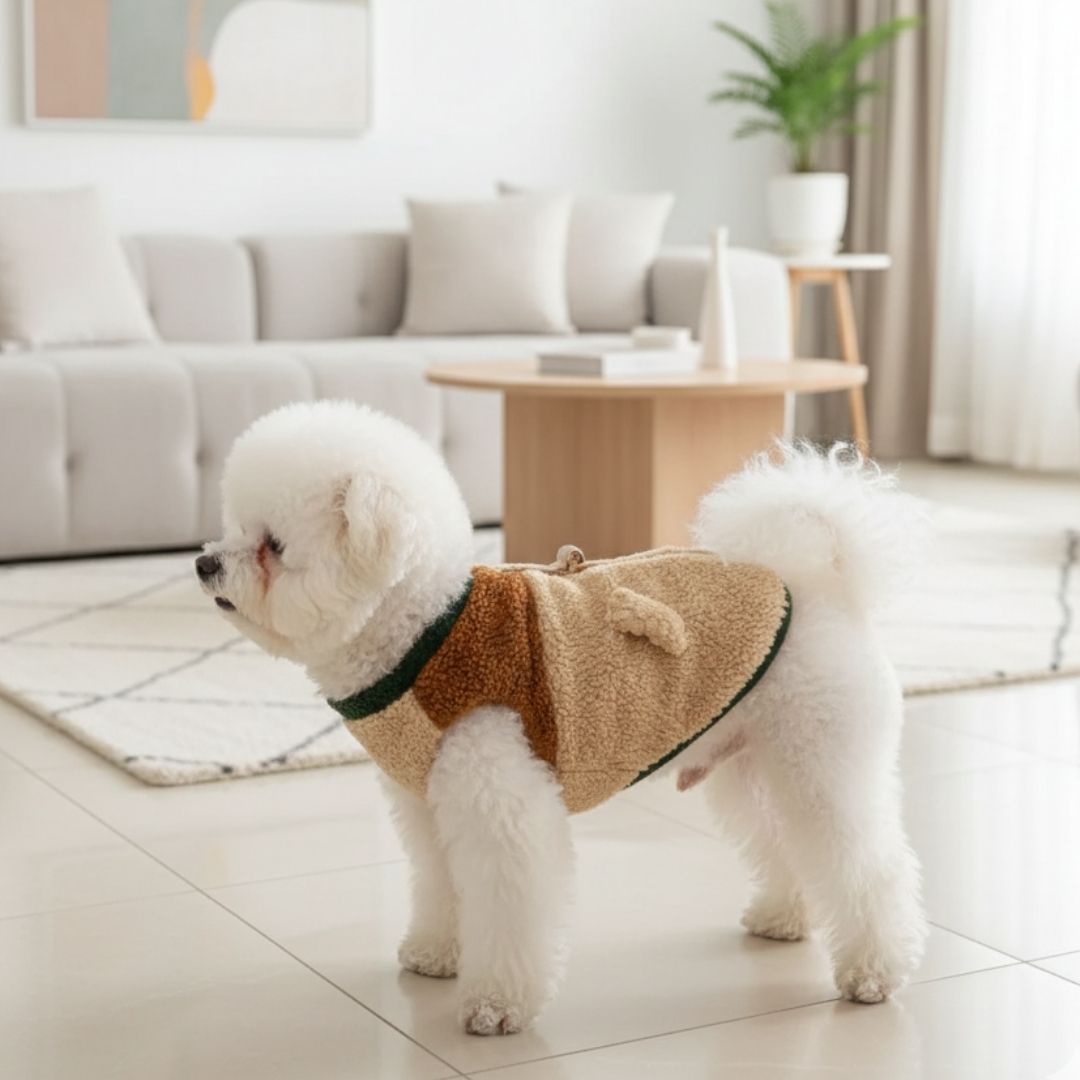 Casaco de Lã Pet Outono/Inverno com Forro Teddy