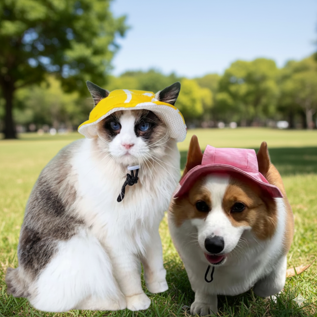 Chapéu de Sol para Pets – Proteção UV e Estilo para Cães e Gatos