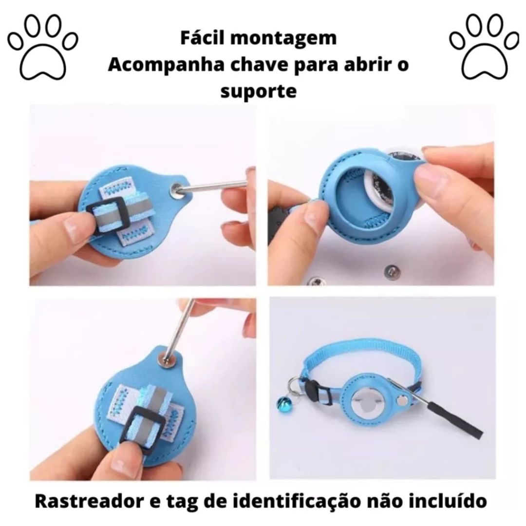 Coleira com Suporte para Tag Rastreadora